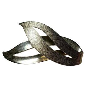 SARAH COVENTRY Wavy Ribbon Silver Tone Pin Brooch Large Lapel Pin Vintage